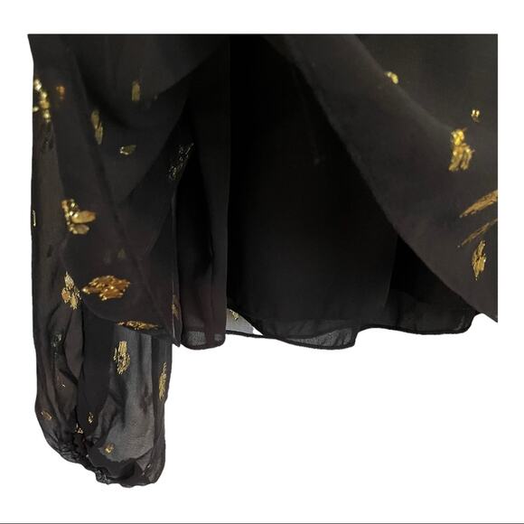 A.L.C. Meloni Silk Blouse Black and Gold Metallic Sheer Size 4 - Picture 9 of 15